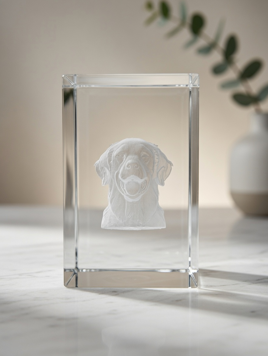3D kristalfoto met led-verlichting - Huisdierportret